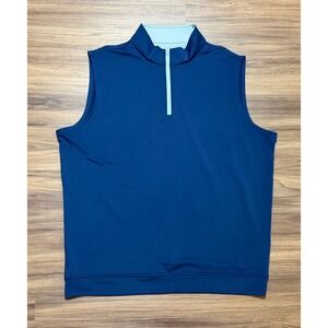 Peter Millar Mens Galway Navy Blue Quarter Zip Golf Vest Performance Sz XL